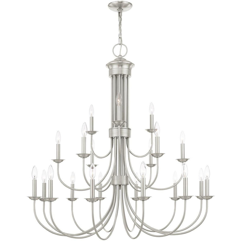 44'' Multi Light Dimmable Chandelier With Shades - Nickel