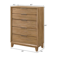 Load image into Gallery viewer, 1 Piece 5 Drawer Tall Chest Bedroom Furniture - Natural Wood
