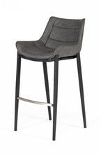Load image into Gallery viewer, 30" Faux Leather And Steel Bar Height Bar Chairs (Set of 2) - Gray And Black
