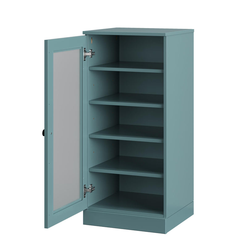 Ten Pair Solid Woodshoe Storage Cabinet (752265) - Aqua