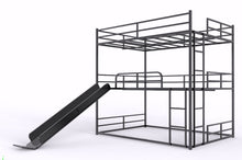 Load image into Gallery viewer, Twin Size House Loft Bed With Slide And Ladder - Black
