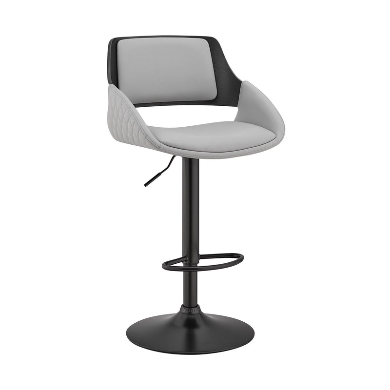 25" Iron Swivel Low Back Adjustable Height Bar Chair - Gray And Black