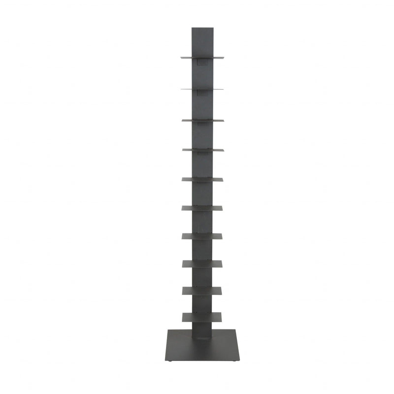 Ten Shelf Modern Tower Bookcase - Dark Gray