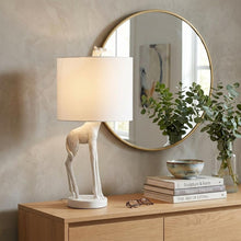 Load image into Gallery viewer, 17" White Textured Giraffe Table Lamp With White Drum Shade
