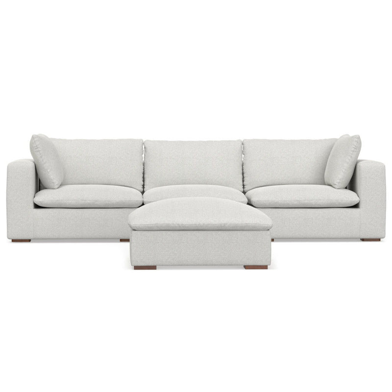 2 Piece Living Room Set Fabric Sofa & Ottoman With Brown Legs - Gray
