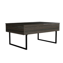 Load image into Gallery viewer, 39" Wood And Metal Lift Top Coffee Table With Drawer - Espresso And Black
