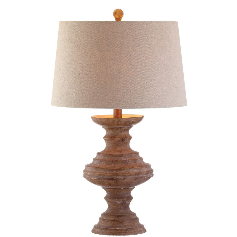 Urn Bedside Lamp With Drum Shade - Brown