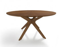 Load image into Gallery viewer, 59" Brown Rounded Pedestal Base Dining Table
