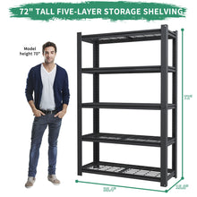 Load image into Gallery viewer, Heavy Duty 5 Tier Adjustable Metal Mesh Storage Rack With 2000 Lbs Capacity - Brushed Nickel
