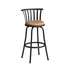 Load image into Gallery viewer, 29" Microfiber And Metal Low Back Bar Height Swivel Bar Chairs (Set of 2) - Brown / Black
