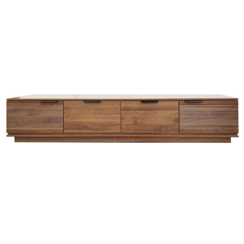 TV Stand, Entertainment Center & Fluted Door & Cable Management, Soft Closing Hinges - Walnut