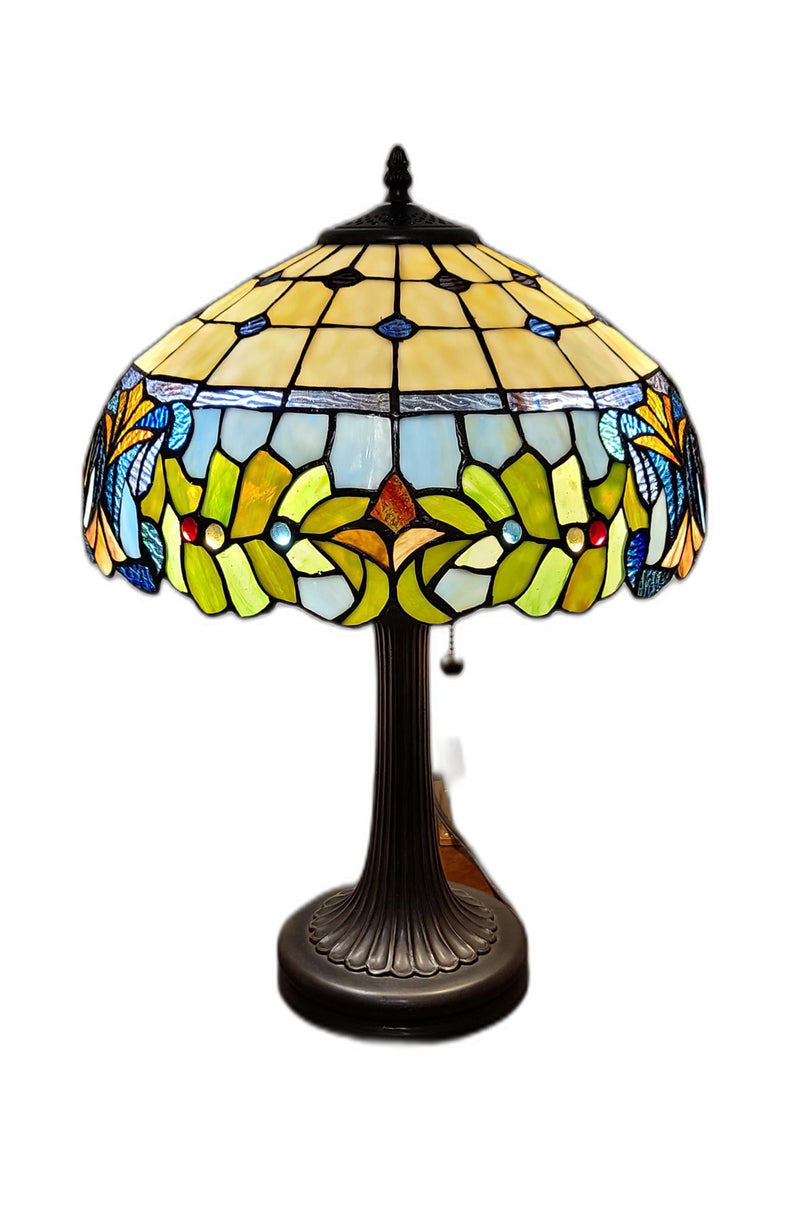 23" Metal Two Light Candlestick Table Lamp With Green Shade - Dark Brown
