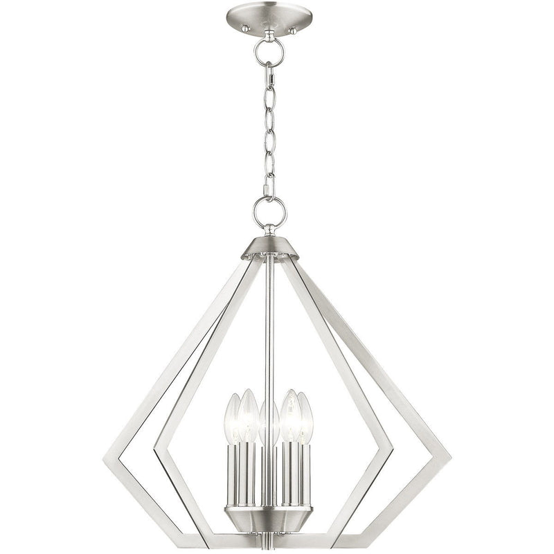 20" Five-Light Dimmable Chandelier With Shades - Nickel
