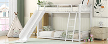 Load image into Gallery viewer, Metal Bunk Bed with Slide, Twin over Twin, White
