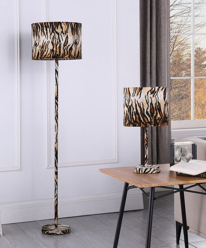 19" Bedside Table Lamp With Brown And Black Drum Shade - Brown And Black