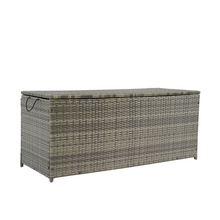 Load image into Gallery viewer, Outdoor Storage Box, 113 Gallon Wicker Patio Deck Boxes with Lid, Outdoor Cushion Storage for Kids Toys, Pillows, Towel Grey Wicker
