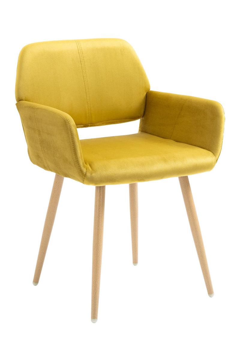 Upholstered Velvet Open Back Dining Chair - Yellow