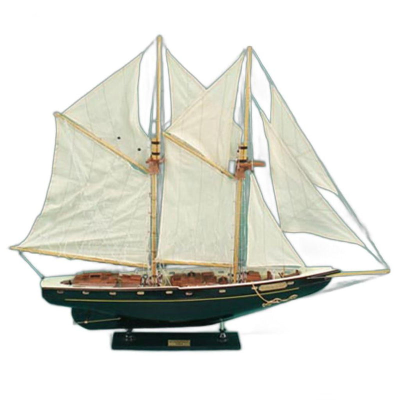 Hand Painted Model Boat - Beige / Dark Green