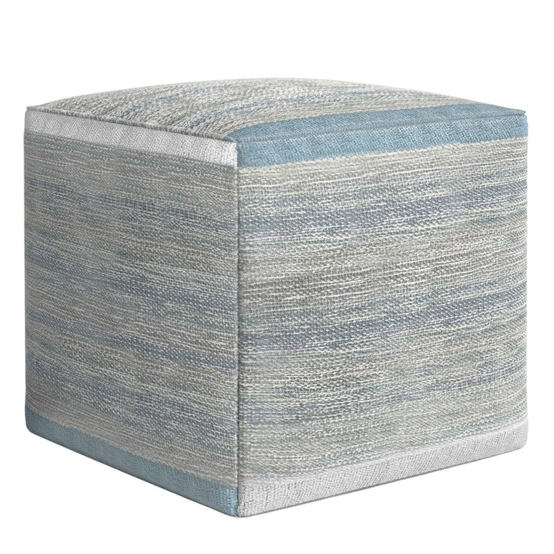 Cotton Cube Pouf Ottoman - Blue