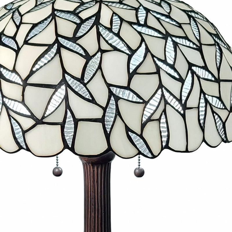12" x 21" x 23" Metal Two Light Candlestick Table Lamp With Shade - Dark Brown / White