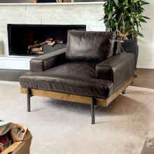 Load image into Gallery viewer, Faux Leather Distressed Club Chair - Black
