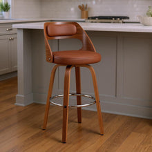 Load image into Gallery viewer, Faux Leather Swivel Counter Height Bar Chair - Brown
