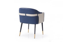 Load image into Gallery viewer, Upholstered Faux Leather Dining Arm Chair - Blue / Beige
