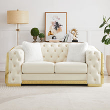 Load image into Gallery viewer, 2 Seater Loveseat Sofa With Button Tufted Diamond Grid &amp; 2 Pillows For Living Room
