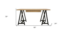 Load image into Gallery viewer, 60" Ivory and Black Solid Wood Executive Desk
