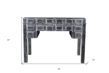 Load image into Gallery viewer, 46" Black Solid Wood Writing Desk With Seven Drawers
