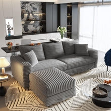 Load image into Gallery viewer, Deep Seat Convertible Sofa With Soft Pillows And Ottomans
