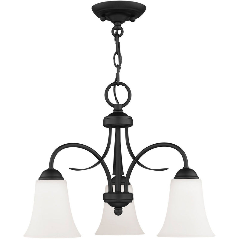 15" Three Light Dimmable Chandelier With Shades - Black