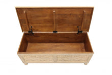 Load image into Gallery viewer, 46" Antique White Solid Carved Wood Scroll Bench with Flip Top
