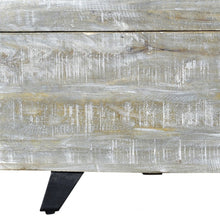 Load image into Gallery viewer, 46" Gray and Black Distressed Solid Wood Storage Bench with Flip Top
