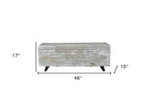 Load image into Gallery viewer, 46" Gray and Black Distressed Solid Wood Storage Bench with Flip Top
