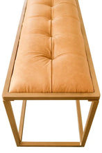 Load image into Gallery viewer, 43" Brown And Gold Upholstered Upholstery Bedroom Bench
