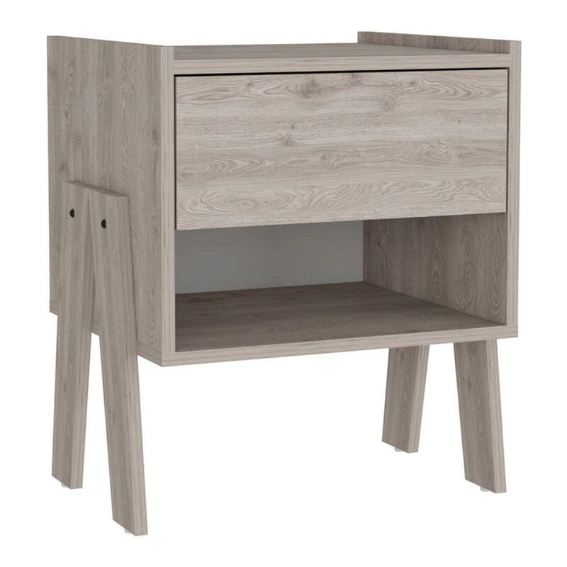 22" One Drawer Faux Wood Nightstand - Light Gray