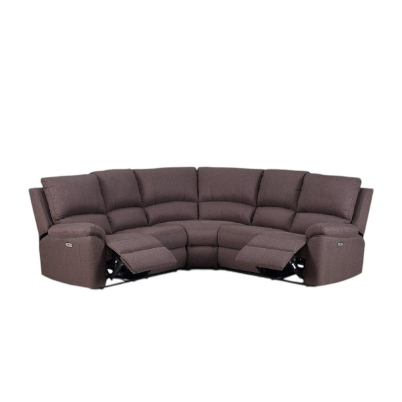Polyester Blend Power Reclining U Shaped Three Piece Corner Sectional - Brown