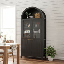 Load image into Gallery viewer, Fluted Tall Arched Pantry Cabinet With Adjustable Shelves
