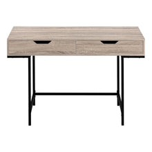 Load image into Gallery viewer, 47" Taupe and Black Wood and Metal H-Shape Computer Desk With Two Drawers
