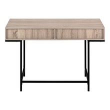 Load image into Gallery viewer, 47" Taupe and Black Wood and Metal H-Shape Computer Desk With Two Drawers
