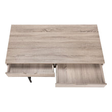 Load image into Gallery viewer, 47" Taupe and Black Wood and Metal H-Shape Computer Desk With Two Drawers
