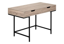 Load image into Gallery viewer, 47" Taupe and Black Wood and Metal H-Shape Computer Desk With Two Drawers
