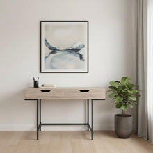 Load image into Gallery viewer, 47" Taupe and Black Wood and Metal H-Shape Computer Desk With Two Drawers
