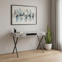Load image into Gallery viewer, 42" Gray and Black Computer Desk With Two Drawers
