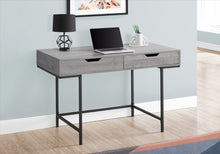 Load image into Gallery viewer, 47" Gray and Black Wood and Metal H-Shape Computer Desk With Two Drawers

