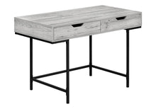 Load image into Gallery viewer, 47" Gray and Black Wood and Metal H-Shape Computer Desk With Two Drawers

