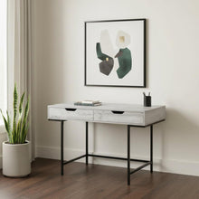 Load image into Gallery viewer, 47" Gray and Black Wood and Metal H-Shape Computer Desk With Two Drawers

