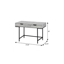 Load image into Gallery viewer, 47" Gray and Black Wood and Metal H-Shape Computer Desk With Two Drawers
