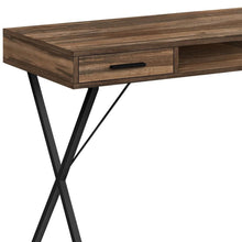 Load image into Gallery viewer, 42" Brown and Black Wood and Metal x-Shape Computer Desk With Two Drawers

